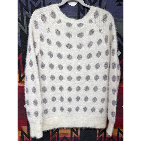 Modcloth White Small Sweater Polka Dot Eyelash Sparkle New Year's Cozy Rainbow - Picture 6 of 7